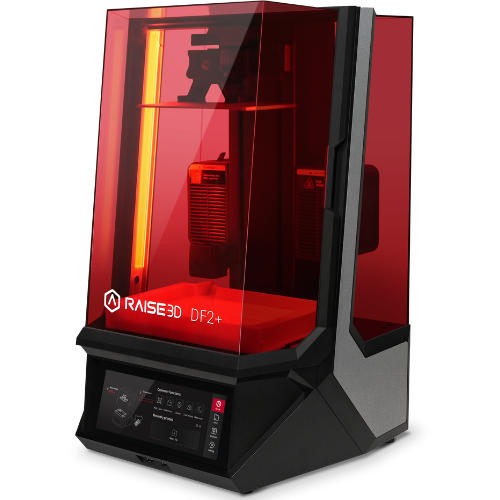Raise3D DF2+ DLP 3D-printer rechtsvooraanzicht voor industriële toepassingen