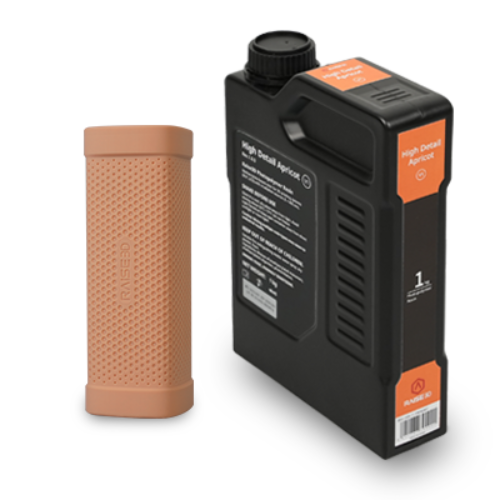 Raise3D High Detail Apricot Resin 1kg met gedetailleerd geprint model