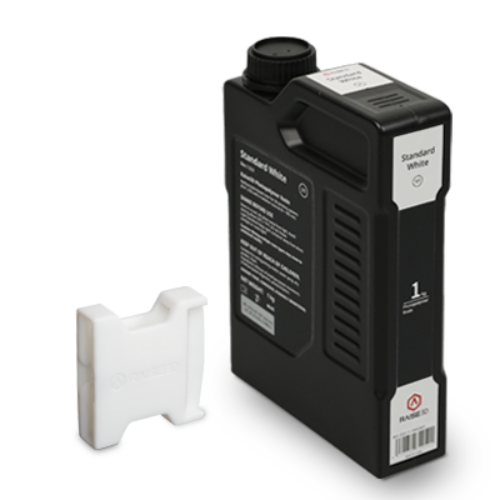 Raise3D Standard White Resin 1kg met voorbeeld van geprint wit model