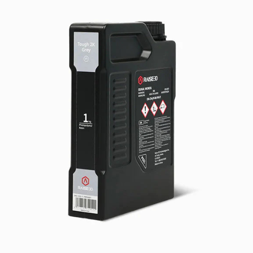 Raise3D Tough 2K Grey Resin 1kg fles, gezien van rechtsvoor