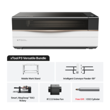 xTool P3 Versatile Bundle 80W CO₂ lasersnijder en lasergraveerder met Smart RA3 Rotary, Inline Fan, Conveyor Feeder en Mobile