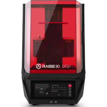 Vooraanzicht van de Raise3D DF2+ resin 3D-printer met DLP-technologie