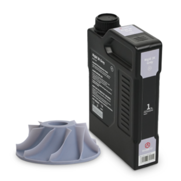 Raise3D Rigid 3K Grey Resin 1kg met geprint structureel onderdeel in grijs