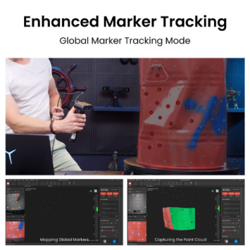 Voorbeeldscan met Global Marker Tracking Mode van de Revopoint POP 3 Plus 3D Scanner